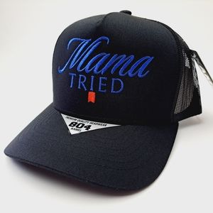 Mama Tried Flat Bill Trucker Mesh Snapback Black